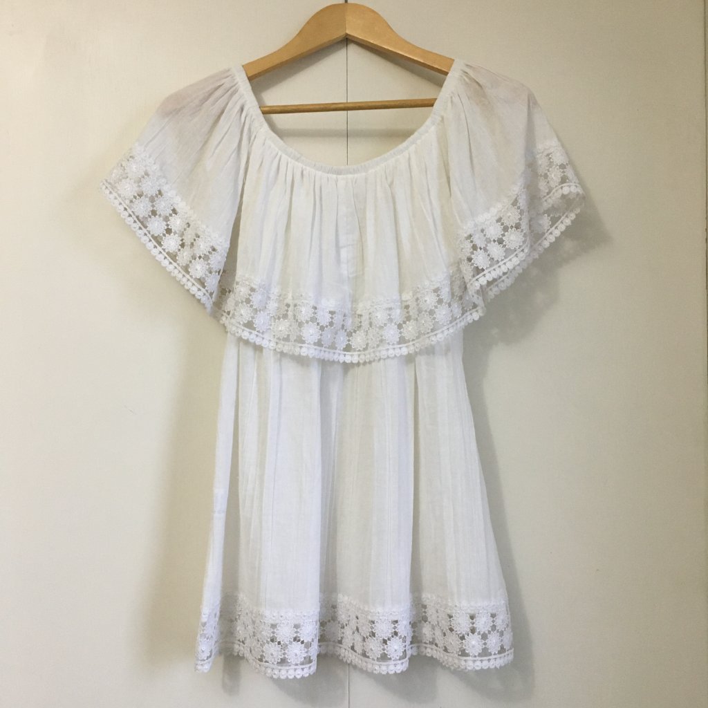 Embroidered Lace White 100% Cotton Getaway Tunic Boho Top